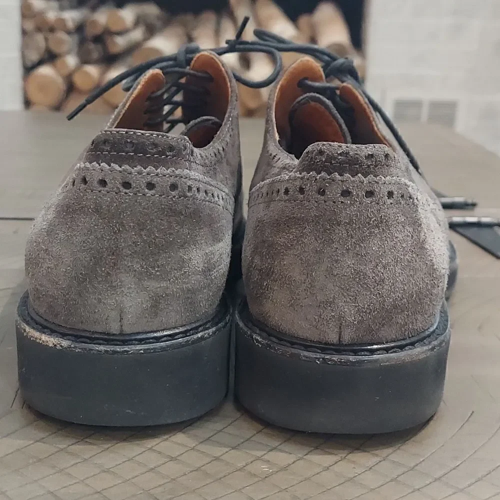 Aquatalia Greyish Brown Suede Derby Oxfords Shoes Sz 8.5